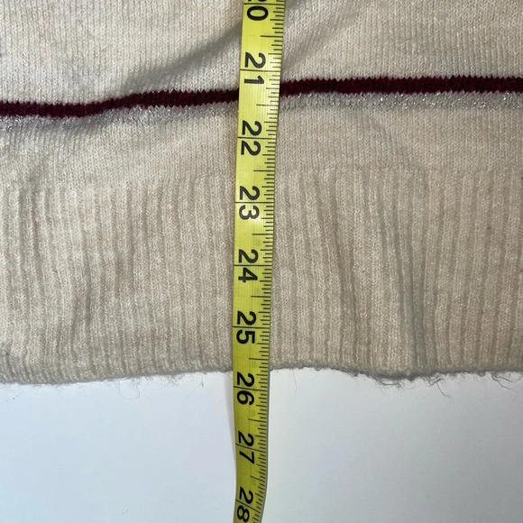 Old Navy Cream & Maroon Striped Mock Neck Plush Pullover Sweater Small Women’s - Picture 8 of 11
